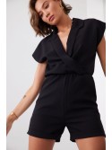 Elegant jumpsuit with an envelope neckline, black 5132 - Online store - Boutique